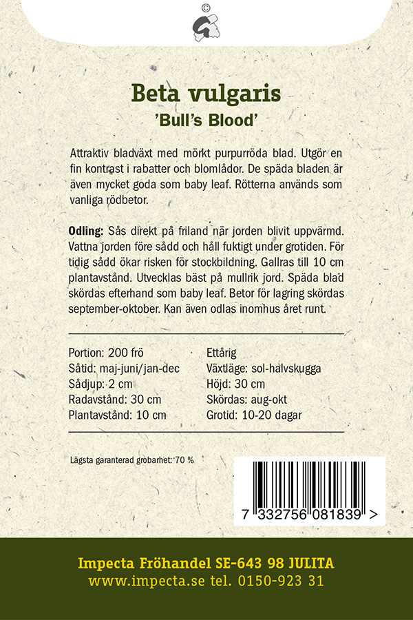 Punajuurikas 'Bull´s Blood'