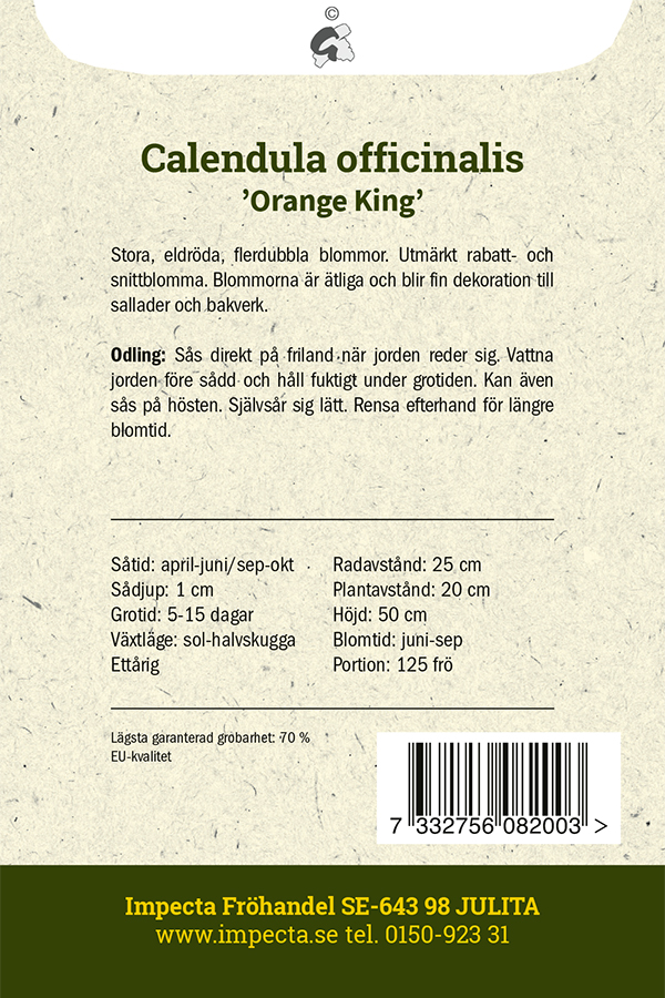 Ringblomma 'Orange King' Lägerbål
