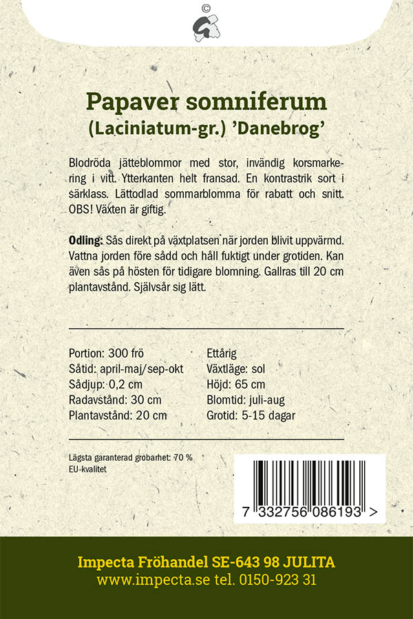 Fjädervallmo 'Danebrog'