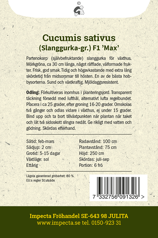 Växthusgurka F1 'Max'