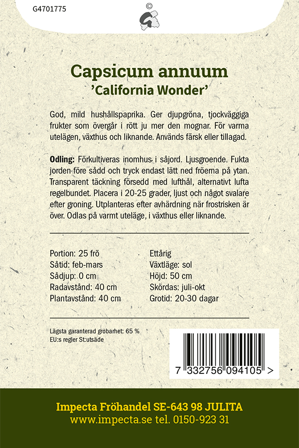 Paprika 'California Wonder'