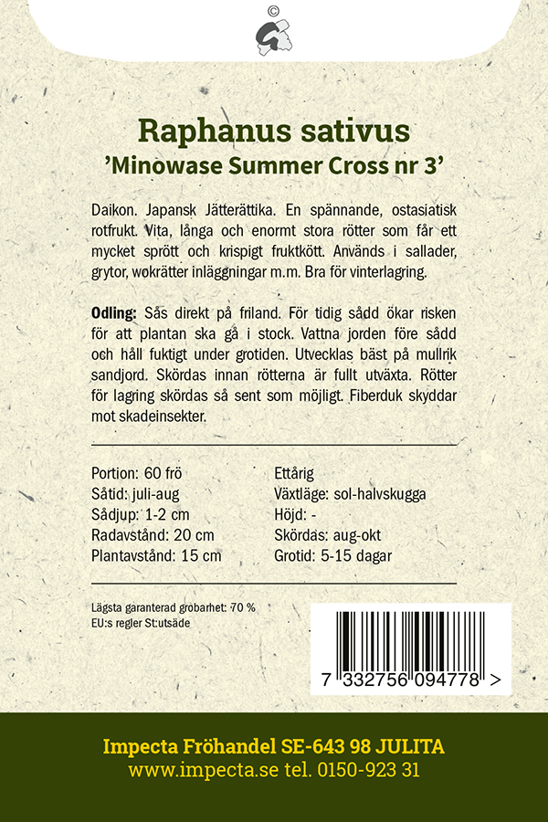 Daikonrättika 'Minowase Summer Cross 3'