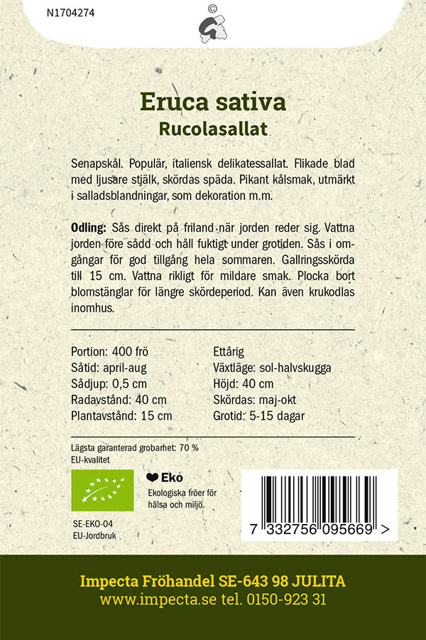 Rucolasallat, senapskål