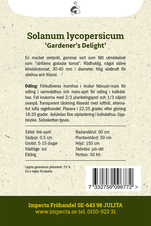 Körsbärstomat 'Gardener's Delight'