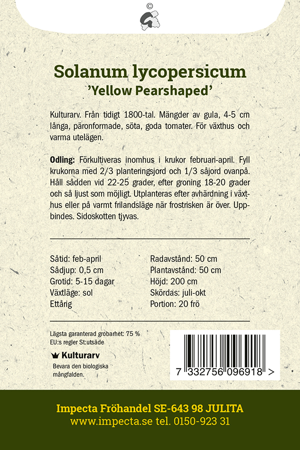 Päärynätomaatti 'Yellow Pearshaped'