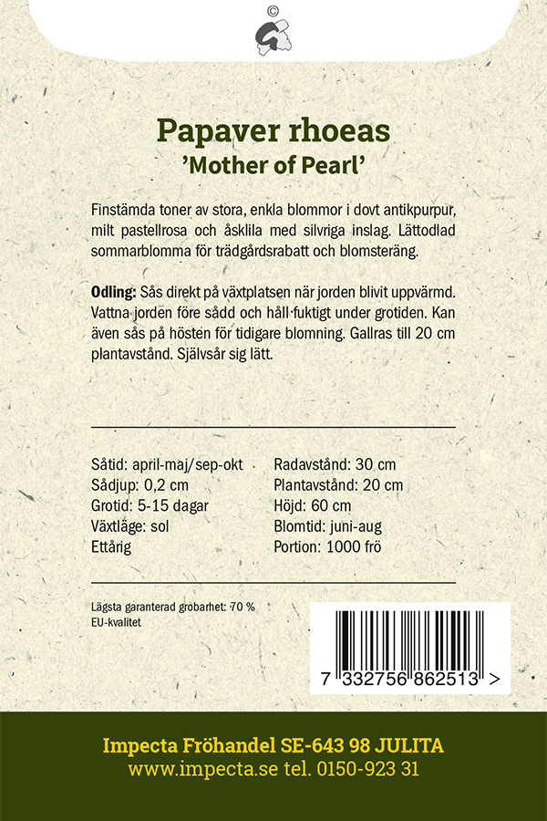 Kornvallmo 'Mother of Pearl'