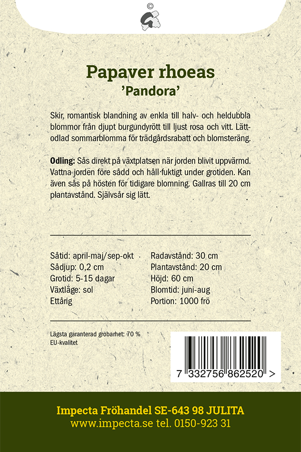 Kornvallmo 'Pandora'