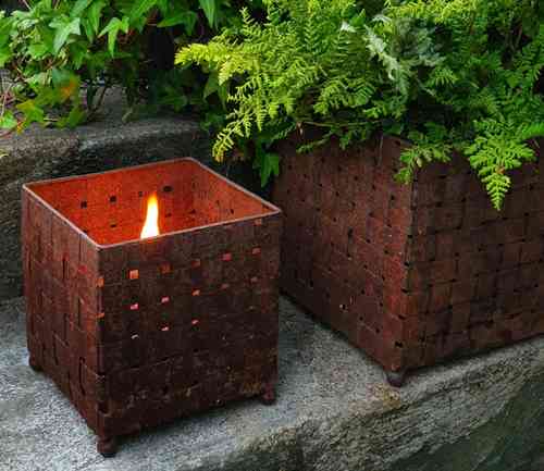 Kruka Näver kvadrat rost