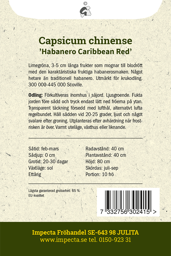 Havannapeppar 'Habanero Caribbean Red'