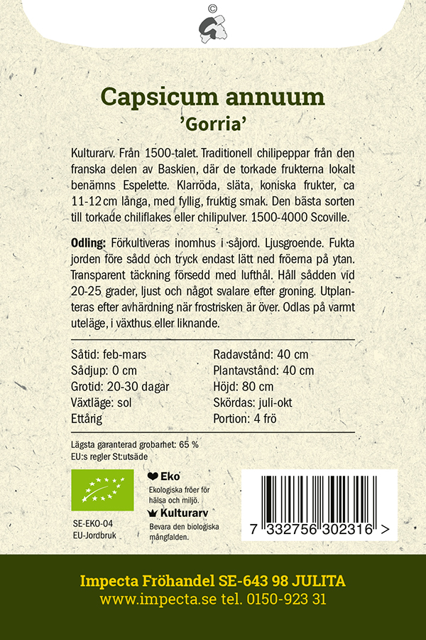 EKO Chilipeppar 'Gorria'