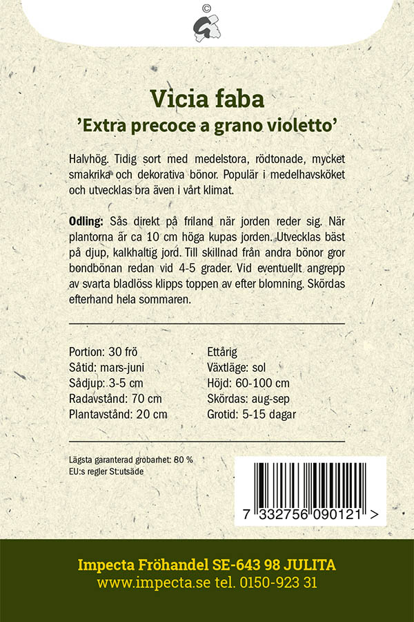 Härkäpapu 'Extra Precoce a Grano Violetto'
