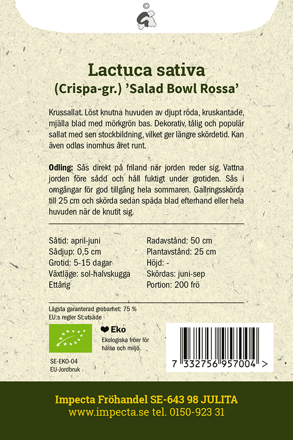 LUOMU Lehtisalaatti 'Salad Bowl Rossa'