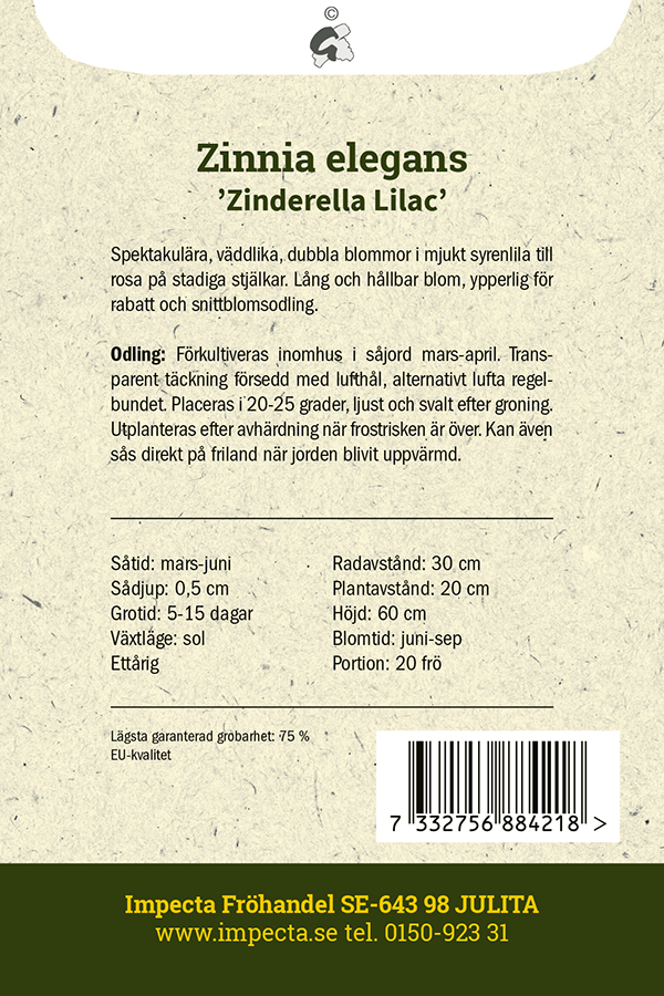 Zinnia 'Zinderella Lilac'