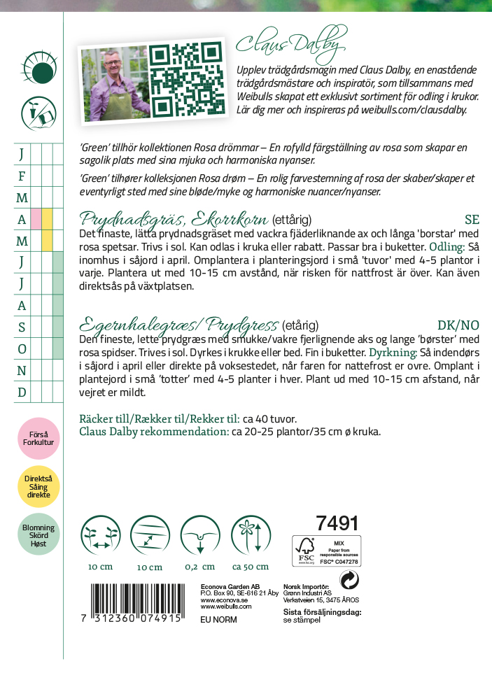 Prydnadsgräs ekorrkorn 'Green'