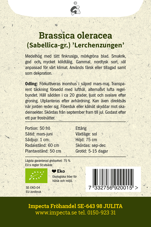 EKO Grönkål 'Lerchenzungen'