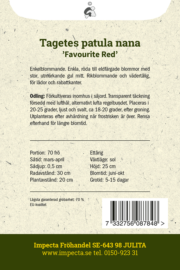 Sammetstagetes 'Favourite Red'