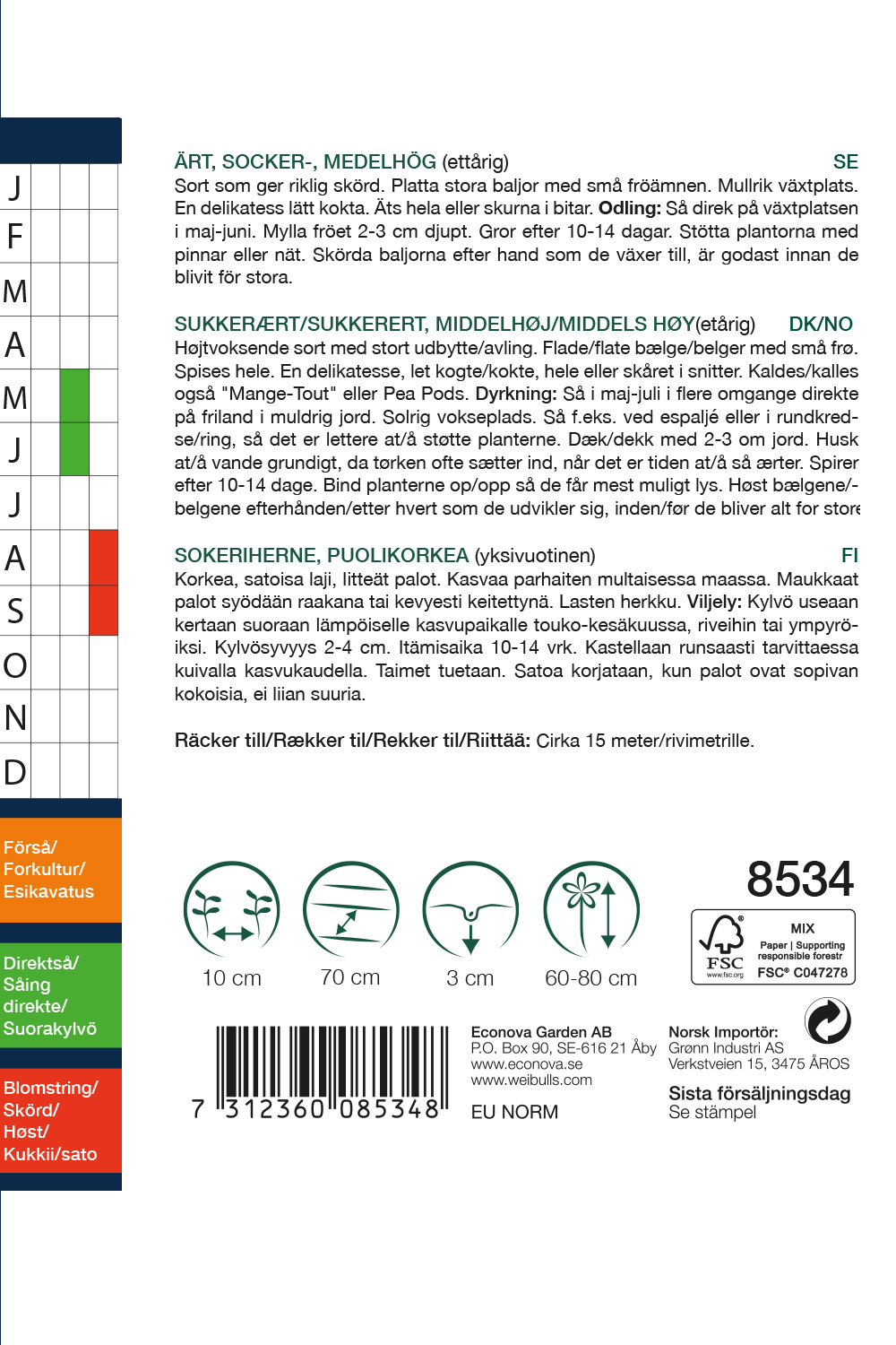 Sockerärt 'Oregon sugar pod' Big Pack