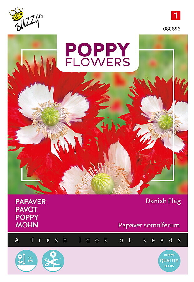 Buzzy® Poppy Flowers opievallmo Danish Flag